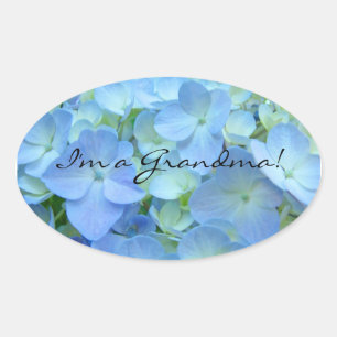 I'm a Grandma stickers seals Blue Hydrangea flower