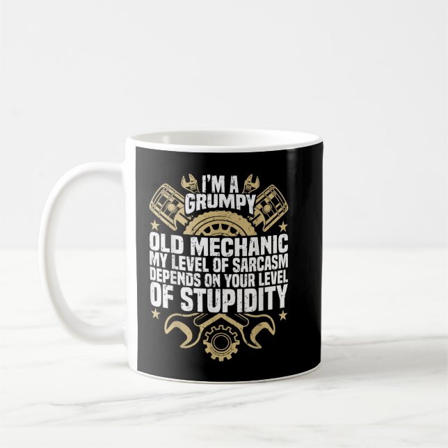 I'm A Grumpy Old Mechanic, Engine Quote, Motor, Ca Coffee Mug (Left)