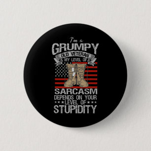 I'm A Grumpy Old Veteran Funny Army Us Flag Grandp 2 Inch Round Button