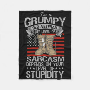 I'm A Grumpy Old Veteran Funny Army Us Flag Grandp Fleece Blanket