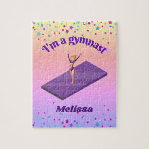 I'm A Gymnast - Girl w/ Leotard on Purple Gym Mat  Jigsaw Puzzle
