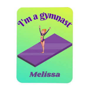 I'm A Gymnast - Girl w/ Leotard on Purple Gym Mat Magnet