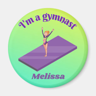 I'm A Gymnast - Girl w/ Leotard on Purple Gym Mat Magnet