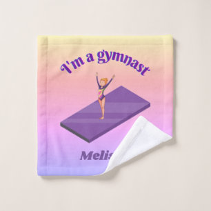 I'm A Gymnast - Girl w/ Leotard on Purple Gym Mat Wash Cloth
