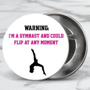 I'm a Gymnast Magenta Gymnastics Fun Quote Flip 2 Inch Round Button