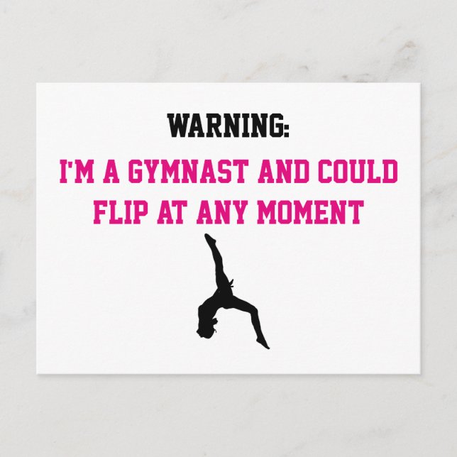 I'm a Gymnast Magenta Gymnastics Fun Quote Flip Postcard (Front)