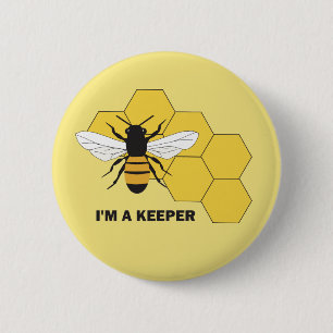 Im a Keeper Beekeeper Save the Bees Button