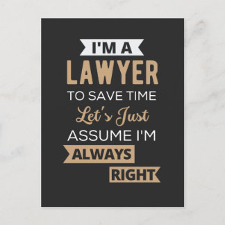 I'm A Lawyer, To Save Time Holiday Postcard