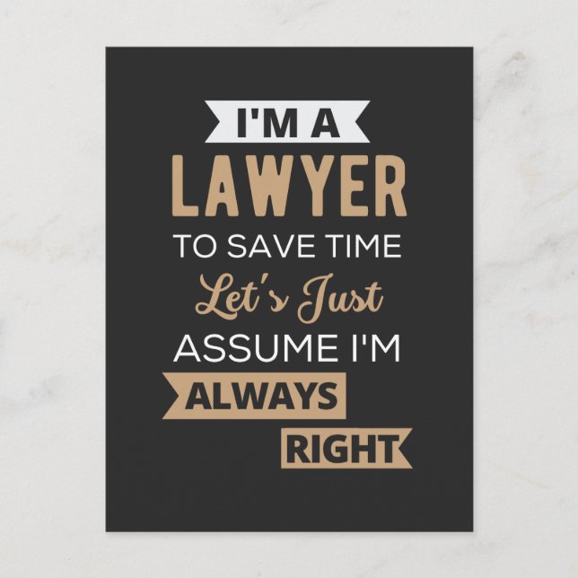 I'm A Lawyer, To Save Time Holiday Postcard (Front)