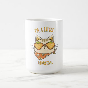 "I'm a Little Pawsitive" Cat with Strawberry Sungl Coffee Mug