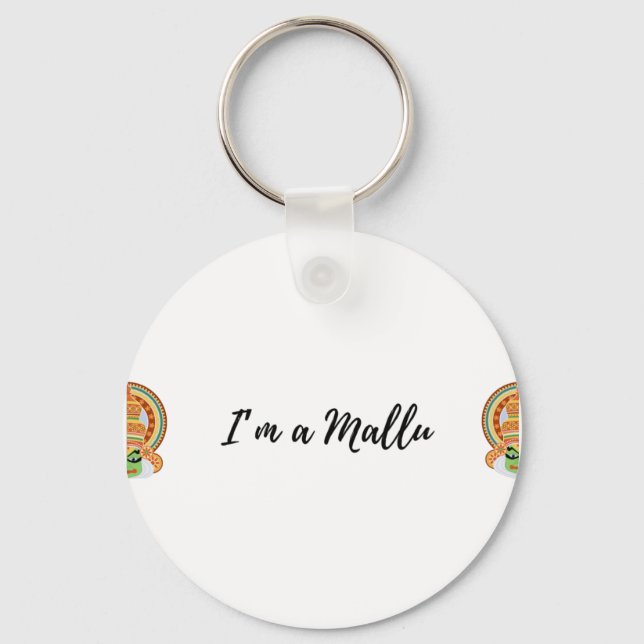 I'm a mallu premium face mask classic round sticke keychain (Front)
