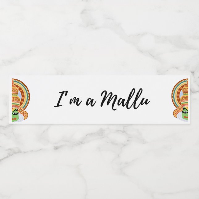 I'm a mallu premium face mask classic round sticke water bottle label (Single Label)