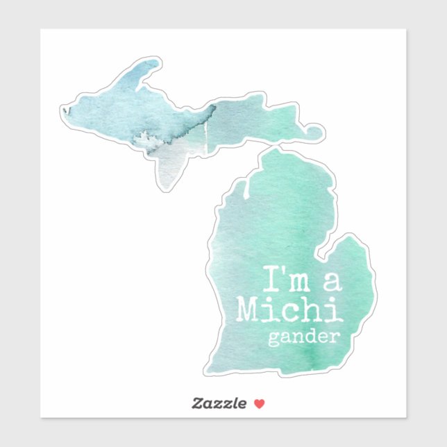 I'm A Michigander Watercolor Silhouette State (Sheet)