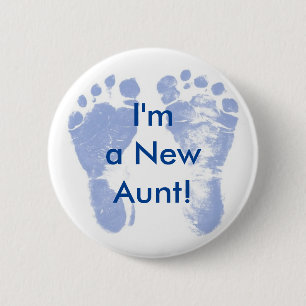 I'm a New Aunt! Baby Boy Feet Button