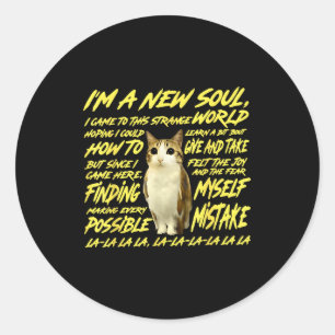I'm A New Soul I Came To This Strange World - Cat  Classic Round Sticker