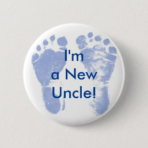 I'm a New Uncle! Baby Boy Feet Button