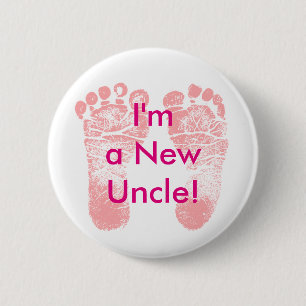 I'm a New Uncle! Baby Girl Feet Button