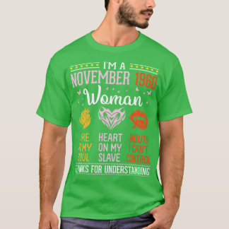 Im A November 1960 Woman Fire In My Soul Heart On T-Shirt