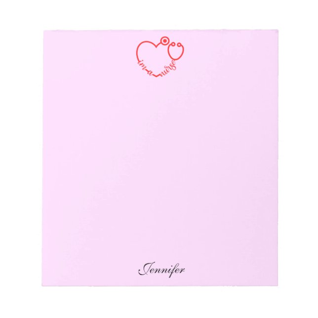 I'm A Nurse Stethoscope Heart Personalized Name Notepad (Front)