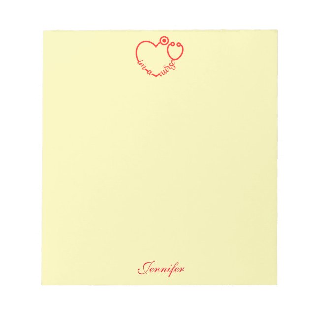I'm A Nurse Stethoscope Heart Personalized Name Notepad (Front)