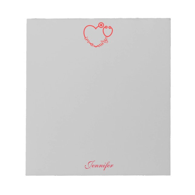 I'm A Nurse Stethoscope Heart Personalized Name  Notepad (Front)