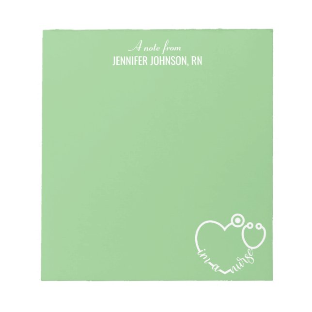 I'm A Nurse Stethoscope Personalized Name Elegant  Notepad (Front)