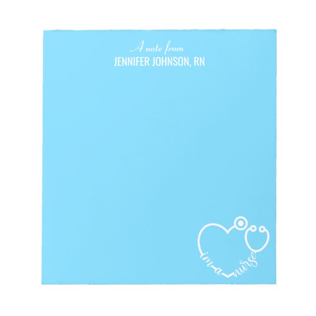 I'm A Nurse Stethoscope Personalized Name Elegant Notepad (Front)
