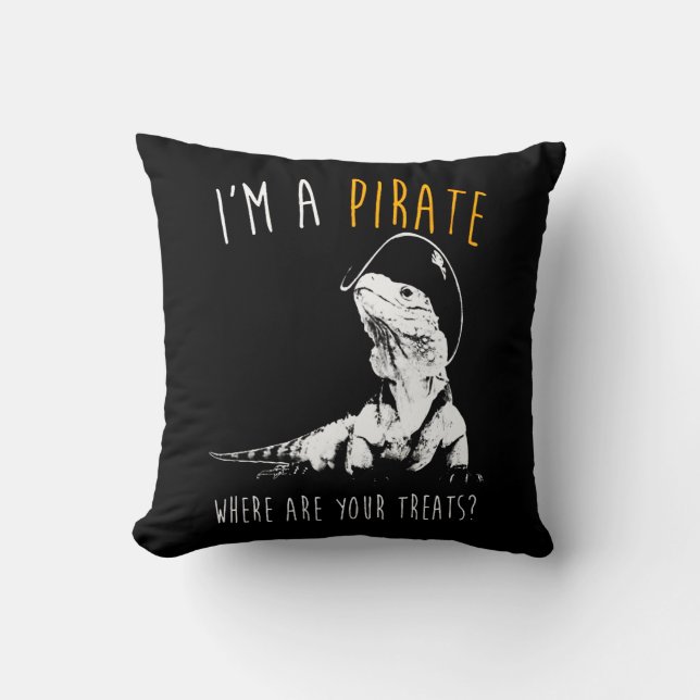 I'm a pirate Iguana Throw Pillow (Front)