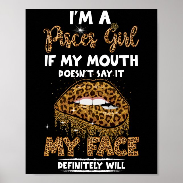 I'm A Pisces Girl Leopard Printed Birthday Poster (Front)