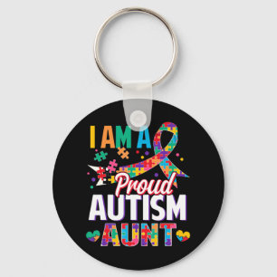 I'm a Proud Autism Aunt Autism Awareness Puzzle Pi Keychain