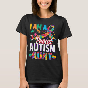 I'm a Proud Autism Aunt Autism Awareness Puzzle Pi T-Shirt
