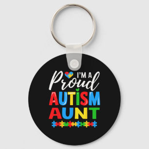 Im A Proud Autism Aunt Awareness Puzzle Piece Keychain