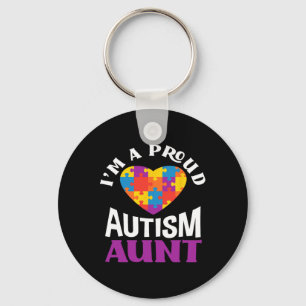 I'm A Proud Autism Aunt Puzzle Heart Autism Awaren Keychain