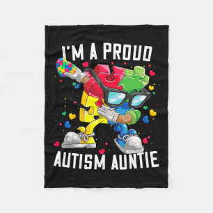 I'm A Proud Autism Auntie Autism Awareness Dabbing Fleece Blanket