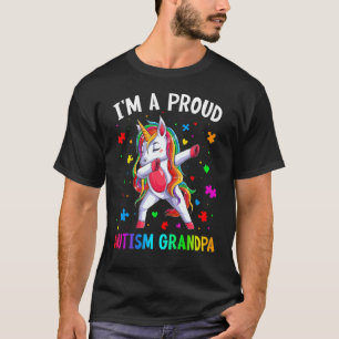 I'm A Proud Autism Grandpa Dabbing Unicorn Autism T-Shirt