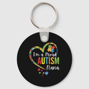 I'm A Proud Autism Nana Love Heart Autism Awarenes Keychain