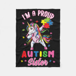 Im A Proud Autism Sister Autism Awareness Fleece Blanket