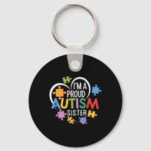 I'm A Proud Autism Sister Awareness Love Heart Puz Keychain