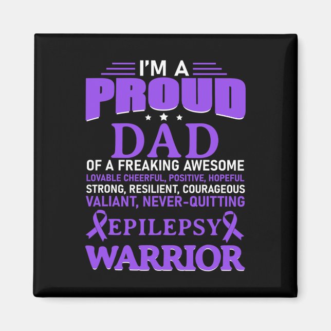 I'm A Proud Dad Epilepsy Awareness Purple Ribbon M Magnet (Front)