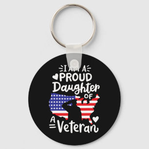 I'm A Proud Daughter Of A Veteran Father's Day Gir Keychain