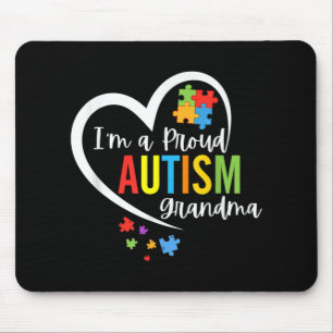 I'm A Proud Grandma Love Heart Autism Awareness Pu Mouse Pad