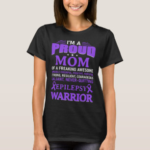 I'm A Proud Mom Epilepsy Awareness Purple Ribbon W T-Shirt
