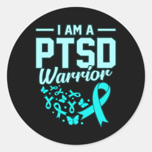 I'm A Ptsd Warrior Stress Awareness Ribbon Support Classic Round Sticker