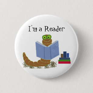 I'm a Reader Book Worm 2 Inch Round Button