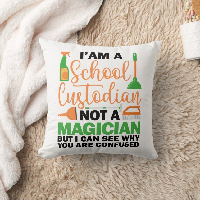 I'm A School Custodian Cool Sarcastic Saying Funny Throw Pillow (Blanket)