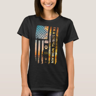 I'm A Simple Woman Camping Wine Flip Flops Dog Cam T-Shirt