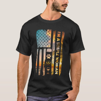 I'm A Simple Woman Camping Wine Flip Flops Dog Cam T-Shirt