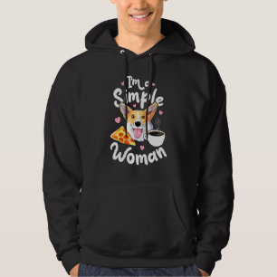 Im A Simple Woman Corgi Kids Girls Dog Coffee Pizz Hoodie