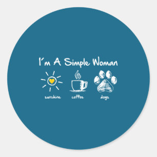 I'm A Simple Woman Sunshine Coffee Dog Paw Cute Fu Classic Round Sticker