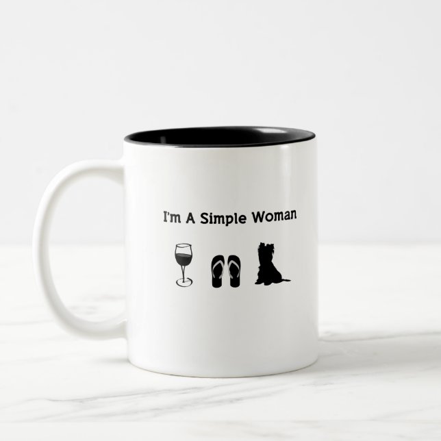 I'm A Simple Woman With Wine And Yorkie Two-Tone Coffee Mug (Left)